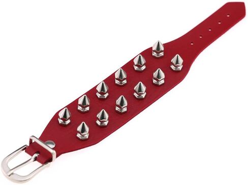 Tanyoyo Unisex Spike Studded Rock Punk Biker Wide Strap Leather Bracelet Gothic Rivet Buckle Wristband in Kuwait