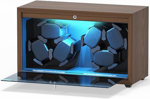 iFregga Watch Winder, 6 Slots Automatic Watch Winders with Serenity Blue Backlight and Memory Foam Pad, Open Lid Stop Tech and 4 Rotation Modes(Adapter Not Included) in Saudi Arabia