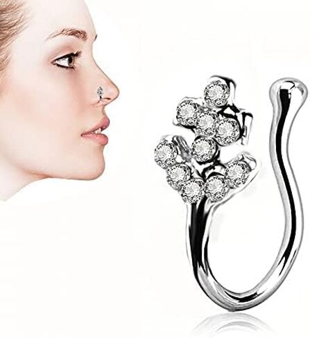 3Pcs Fake Nose Rings Clip on Nose Rings Non-Pierced Nose Hoop Ring Adjustable Nose Cuff Fake Septum Nose Hoop Rings Faux Lip Ear Nose Septum Ring Clip On Nose Hoop Rings in Kuwait