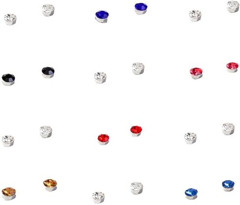 12 قطعة مغناطيس كريستال أقراط الوجه المغناطيسي كليب غير ثقب أقراط الأنف الشفاه الدائري كليب على مكعب زركونيا Tragus للنساء الرجال غير ثقب المجوهرات in Kuwait