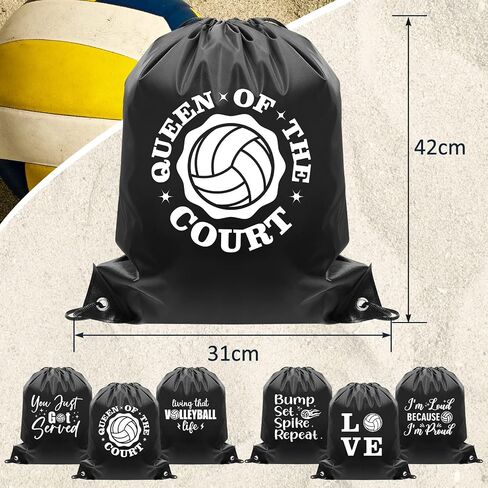 Weewooday 6 Pieces Volleyball Bag Volleyball Gifts Drawstring Backpack Bag Gym Travel Sack Pack Sport Volleyball Cinch Sack Gym Drawstring Bags in Saudi Arabia
