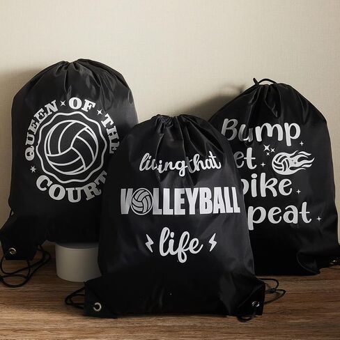 Weewooday 6 Pieces Volleyball Bag Volleyball Gifts Drawstring Backpack Bag Gym Travel Sack Pack Sport Volleyball Cinch Sack Gym Drawstring Bags in Saudi Arabia