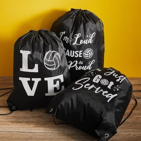 Weewooday 6 Pieces Volleyball Bag Volleyball Gifts Drawstring Backpack Bag Gym Travel Sack Pack Sport Volleyball Cinch Sack Gym Drawstring Bags in Saudi Arabia