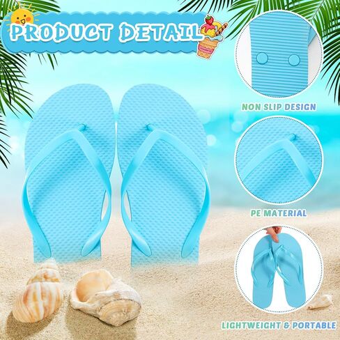 Suhine 50 Pairs Non Slip Flip Flops Bulk Summer Casual Slippers Assorted Eva Sandals with Strap for Women Men Kids Guests Pool Wedding Party Wreath Project Diy, 10 Colors, 4 Sizes in Saudi Arabia