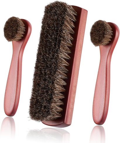 Abaokai Horsehair Shoes Shine Brushes Kit, Horse Hair Brush for Leather, Shoe Brush, Leather Shoes Boots Care Clean Polish Daubers Applicators in Kuwait