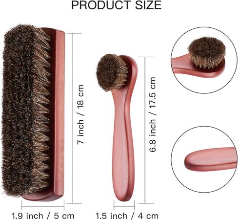 Abaokai Horsehair Shoes Shine Brushes Kit, Horse Hair Brush for Leather, Shoe Brush, Leather Shoes Boots Care Clean Polish Daubers Applicators in Kuwait