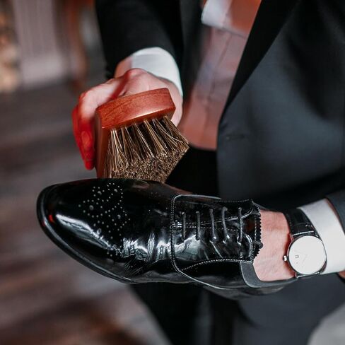 Abaokai Horsehair Shoes Shine Brushes Kit, Horse Hair Brush for Leather, Shoe Brush, Leather Shoes Boots Care Clean Polish Daubers Applicators in Kuwait