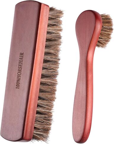 Abaokai Horsehair Shoes Shine Brushes Kit, Horse Hair Brush for Leather, Shoe Brush, Leather Shoes Boots Care Clean Polish Daubers Applicators in Kuwait