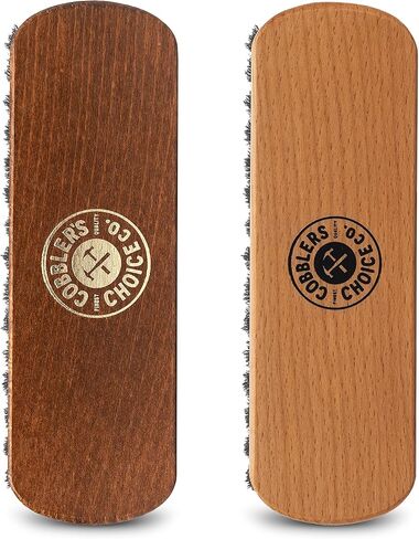 مجموعة فرش الأحذية الفاخرة من كوبلر تشويس | عبوتان (أسمر + بني) - شعيرات شعر حصان 100% ومقبض مقعر لقبضة ممتازة in Kuwait