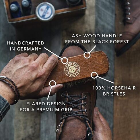 مجموعة فرش الأحذية الفاخرة من كوبلر تشويس | عبوتان (أسمر + بني) - شعيرات شعر حصان 100% ومقبض مقعر لقبضة ممتازة in Kuwait