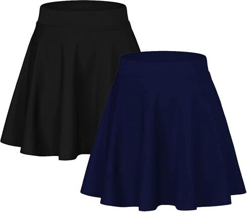 Sweet Hearts Women’s 2-Pack Basic Skater Skirt- Versatile Stretchy Mini Flared Skirt Made in USA in Kuwait