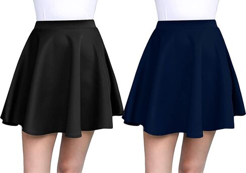 Sweet Hearts Women’s 2-Pack Basic Skater Skirt- Versatile Stretchy Mini Flared Skirt Made in USA in Kuwait