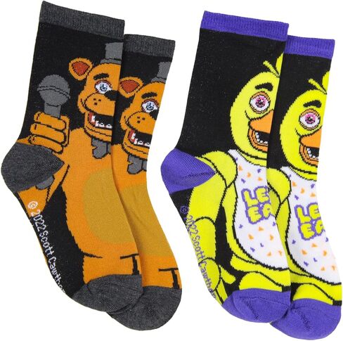 Bioworld Five Nights at Freddy's Kids Freddy and Chico Character Crew Socks زوجان (10-4) in Saudi Arabia