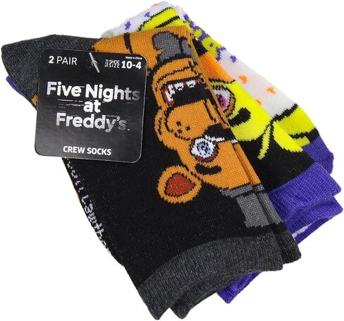 Bioworld Five Nights at Freddy's Kids Freddy and Chico Character Crew Socks زوجان (10-4) in Saudi Arabia