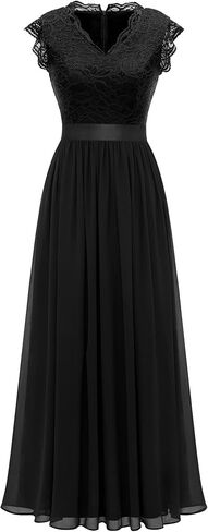 Dressystar Women's V Neck Sleeveless Lace Bridesmaid Dress Wedding Party Gown in Kuwait