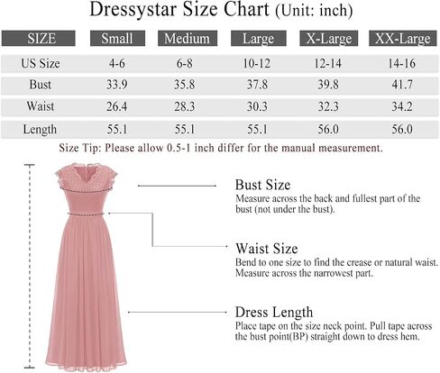 Dressystar Women's V Neck Sleeveless Lace Bridesmaid Dress Wedding Party Gown in Kuwait