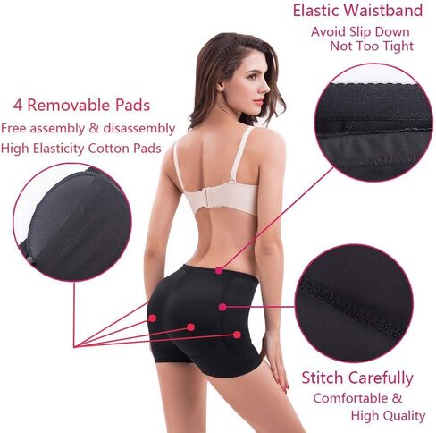 ponlodos Women's Hips and Butt Lifting Shapewear with 4 Removable Pads - Butt Pads Panties Hip Enhancer Padded Underwear in Saudi Arabia