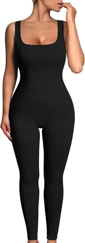 بدلة يوجا للسيدات من OYS بدون أكمام مضلعة للتمرين قطعة واحدة بدون أكمام in Kuwait