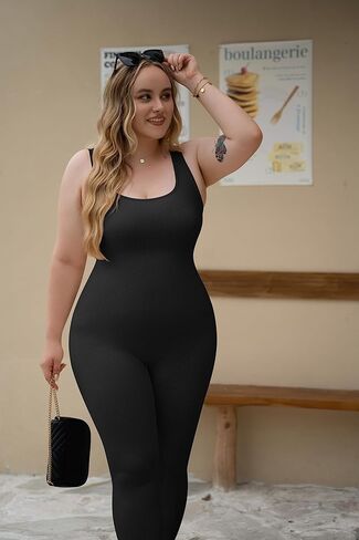 بدلة يوجا للسيدات من OYS بدون أكمام مضلعة للتمرين قطعة واحدة بدون أكمام in Kuwait