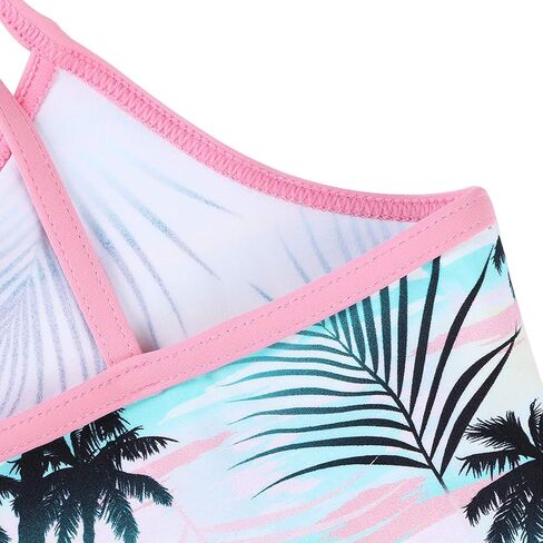 ZNYUNE طقم ملابس سباحة مكون من 3 قطع للفتيات من ZNYUNE بعامل حماية من الطفح الجلدي 50+ سترة واقية من الأشعة فوق البنفسجية لركوب الأمواج + بيكيني + بدلة استحمام وردية للأطفال in Kuwait