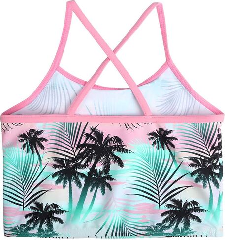 ZNYUNE طقم ملابس سباحة مكون من 3 قطع للفتيات من ZNYUNE بعامل حماية من الطفح الجلدي 50+ سترة واقية من الأشعة فوق البنفسجية لركوب الأمواج + بيكيني + بدلة استحمام وردية للأطفال in Kuwait