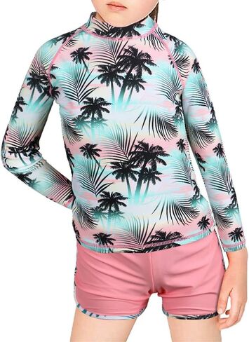 ملابس سباحة TFJH E للفتيات بأكمام طويلة من Rashguard أطقم ملابس شمسية للأشعة فوق البنفسجية 50+ قطعتين 3-12 سنة in Kuwait