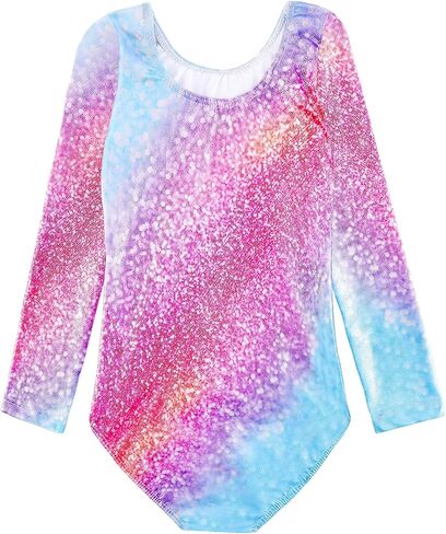 Belovance Gymnastics Leotards for Girls Dance Outfits Long Sleeves Tumbling Bodysuits Sparkly Rainbow Rhinestone Dancewear in Kuwait
