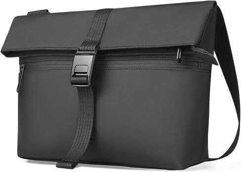 شنطة ماسنجر كروس مضادة للسرقة للرجال والنساء، 12.9 انش مقاومة للماء وقابلة للتوسيع وخفيفة الوزن وذات سعة كبيرة، شنطة كتف جانبية على الصدر وشنطة ماسنجر للكلية والسفر والعمل الكاجوال،, أسود in Kuwait