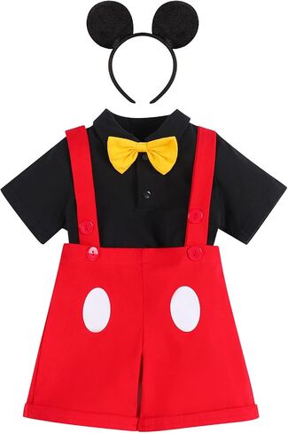 IBTOM CASTLE Gentleman First Birthday Cake Smash Outfits for Baby Boys Formal Suit Bowtie Bib Pants Ears Halloween Set in Saudi Arabia