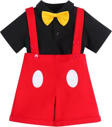IBTOM CASTLE Gentleman First Birthday Cake Smash Outfits for Baby Boys Formal Suit Bowtie Bib Pants Ears Halloween Set in Saudi Arabia