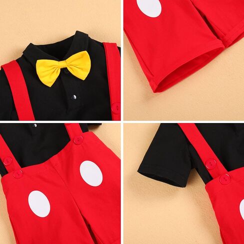 IBTOM CASTLE Gentleman First Birthday Cake Smash Outfits for Baby Boys Formal Suit Bowtie Bib Pants Ears Halloween Set in Saudi Arabia
