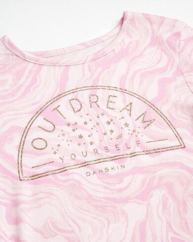 Danskin Girls' Pajamas - 2 Piece Hacci Sleepwear Top and Leggings (Size: 6-12), Size 6, Light Marble Swirl in Saudi Arabia