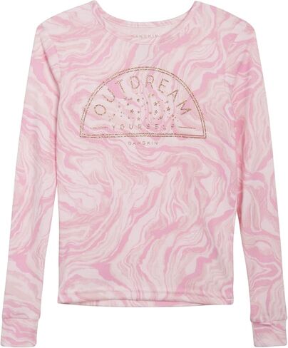 Danskin Girls' Pajamas - 2 Piece Hacci Sleepwear Top and Leggings (Size: 6-12), Size 6, Light Marble Swirl in Saudi Arabia