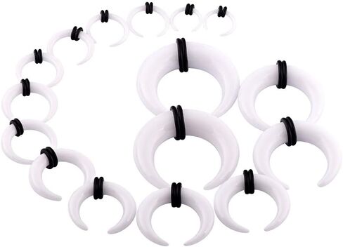 Qmcandy 9 Pairs Acrylic Crescent Taper Set Horseshoe Septum Pincher Spiral Ear Stretching Kit Gauges 14G 12G 10G 8G 6G 4G 2G 0G 00G in Saudi Arabia