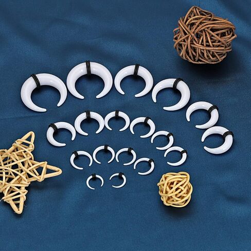 Qmcandy 9 Pairs Acrylic Crescent Taper Set Horseshoe Septum Pincher Spiral Ear Stretching Kit Gauges 14G 12G 10G 8G 6G 4G 2G 0G 00G in Saudi Arabia