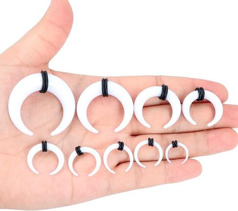 Qmcandy 9 Pairs Acrylic Crescent Taper Set Horseshoe Septum Pincher Spiral Ear Stretching Kit Gauges 14G 12G 10G 8G 6G 4G 2G 0G 00G in Saudi Arabia