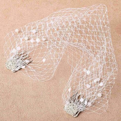 انسوتو طرحة بتصميم قفص طيور ابيض لحفلات الزفاف مع مشط من اللؤلؤ للعروس ووصيفة العروس in Kuwait