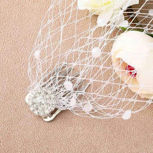 انسوتو طرحة بتصميم قفص طيور ابيض لحفلات الزفاف مع مشط من اللؤلؤ للعروس ووصيفة العروس in Kuwait