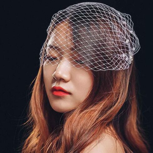 انسوتو طرحة بتصميم قفص طيور ابيض لحفلات الزفاف مع مشط من اللؤلؤ للعروس ووصيفة العروس in Kuwait