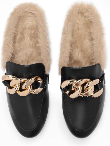 أحذية DREAM PAIRS Mules للنساء أحذية مسطحة مريحة سهلة الارتداء بمقدمة مغلقة أحذية بدون كعب مع سلسلة بدون ظهر للنساء in Kuwait