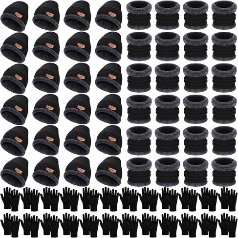 72 Pcs Winter Beanies Hat Glove Scarf Sets Unisex Knitted Cap Beanie Bulk Winter Gloves Bulk Fleece Neck Warmer for Adults in Saudi Arabia