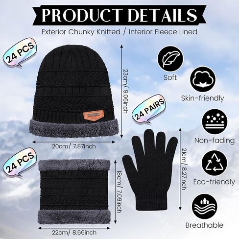 72 Pcs Winter Beanies Hat Glove Scarf Sets Unisex Knitted Cap Beanie Bulk Winter Gloves Bulk Fleece Neck Warmer for Adults in Saudi Arabia