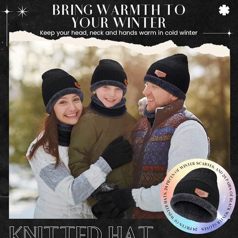 72 Pcs Winter Beanies Hat Glove Scarf Sets Unisex Knitted Cap Beanie Bulk Winter Gloves Bulk Fleece Neck Warmer for Adults in Saudi Arabia