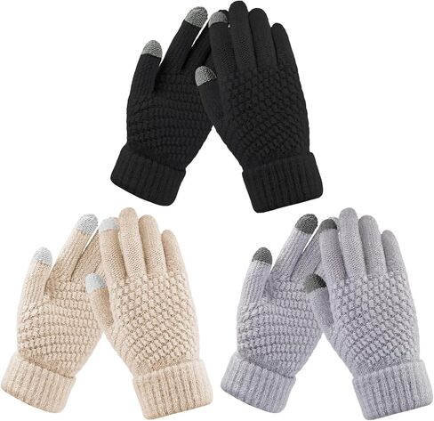 HRUTANE Womens Touch Screen Gloves Winter Warm Fleece Lined Gloves Elastic Cuff Texting Mittens Gifts 3 Pairs in Kuwait