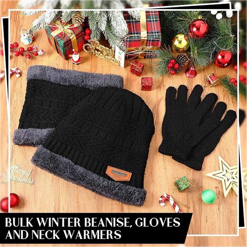 72 Pcs Winter Beanies Hat Glove Scarf Sets Unisex Knitted Cap Beanie Bulk Winter Gloves Bulk Fleece Neck Warmer for Adults in Saudi Arabia