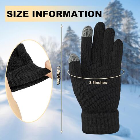 HRUTANE Womens Touch Screen Gloves Winter Warm Fleece Lined Gloves Elastic Cuff Texting Mittens Gifts 3 Pairs in Kuwait