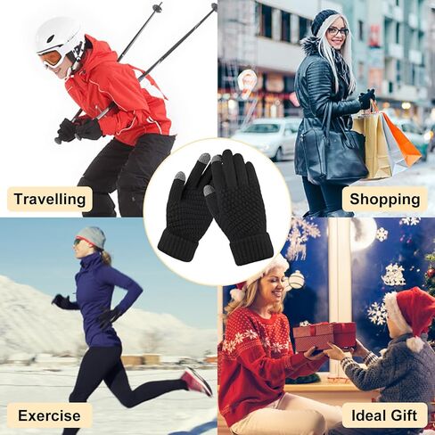 HRUTANE Womens Touch Screen Gloves Winter Warm Fleece Lined Gloves Elastic Cuff Texting Mittens Gifts 3 Pairs in Kuwait