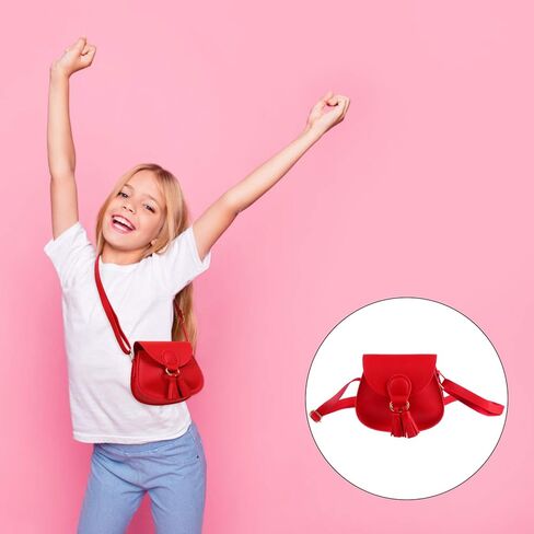 فاليسلود شنطة كروس للاطفال من البولي يوريثان، شنطة كروس صغيرة انيقة بشراشيب للبنات والاطفال في الهواء الطلق لتخزين المفاتيح وهدايا عيد الميلاد (احمر) محافظ للبنات، احمر in Kuwait
