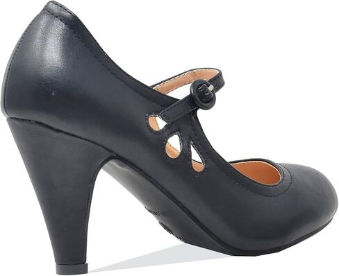 Chase & Chloe Kimmy-21 Women's Round Toe Pierced Mid Heel Mary Jane Style Dress Pumps in Saudi Arabia