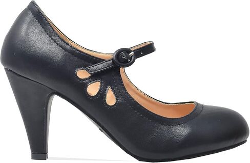 Chase & Chloe Kimmy-21 Women's Round Toe Pierced Mid Heel Mary Jane Style Dress Pumps in Saudi Arabia